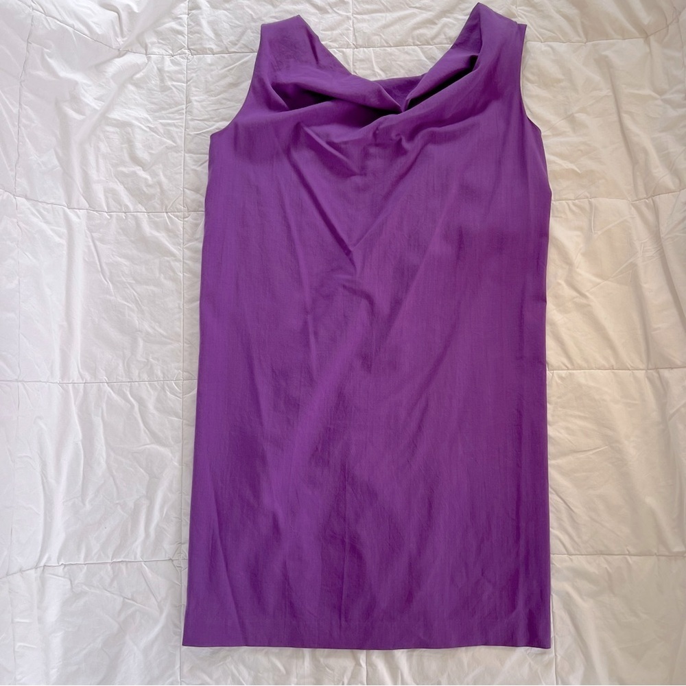 Ports 1961 | Purple Cowl Neck Sleeveless Dress with Ruffled Back | Size 10